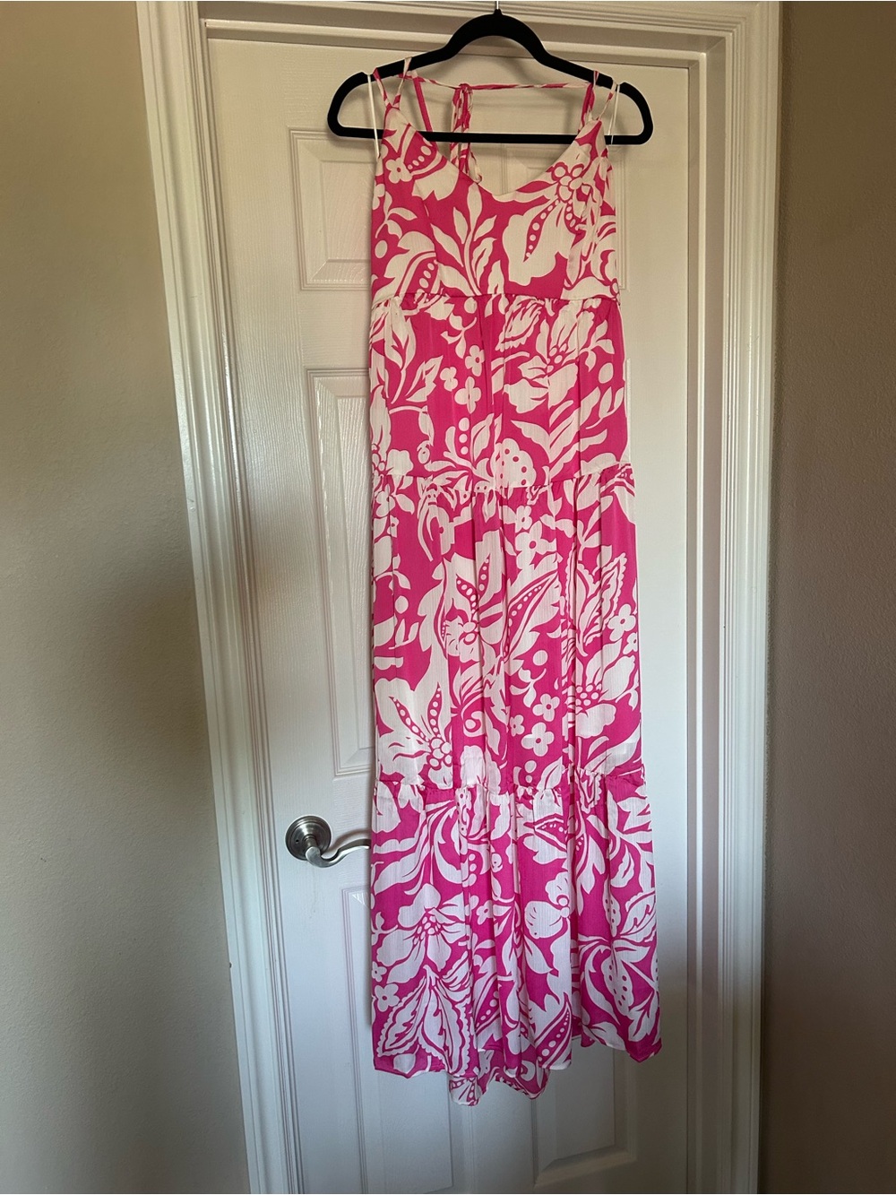 Pink and White Floral Maxi Dress, NWOT, Sz Medium